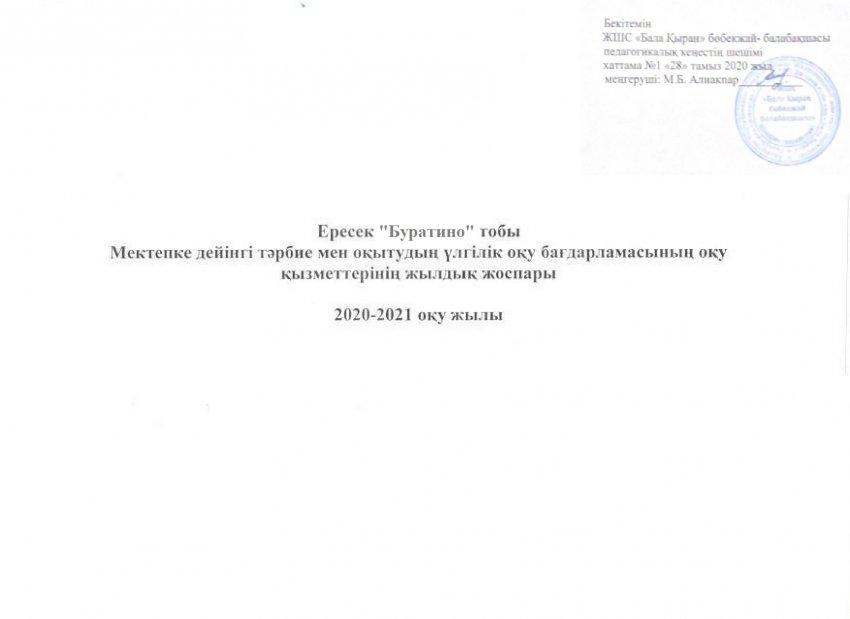 Ересек тобының перспективалық жоспары 2020/2021 оқу жылы